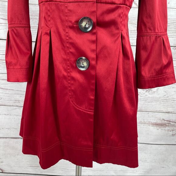BCX mid length red jacket 3/4 flare sleeves pockets - Picture 5 of 13